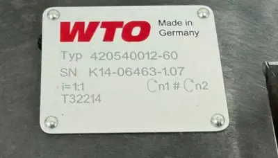 NEW WTO 420540012-60 RIGHT ANGLE HEAD ER40 208040001