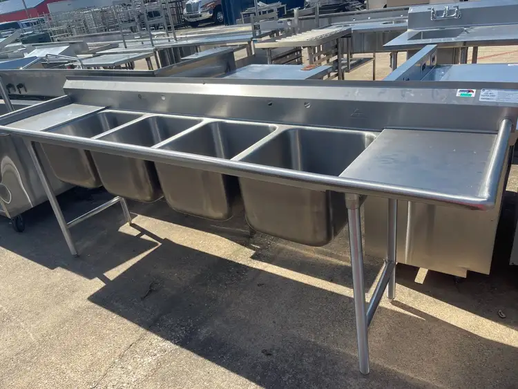 New | in-Stock Advance Tabco Old Stock 110" Advance Tabco 9-4-72-18RL 4 Compartment Sink - SS316 Sinks Illinois US | Falcon Restaurant Supply #1375552