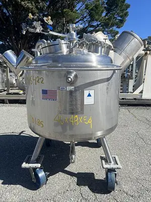 Tank, 40 Gallon (150 Liters), 316L Stainless Steel, Jacketed, 45 PSI Internal #5991208