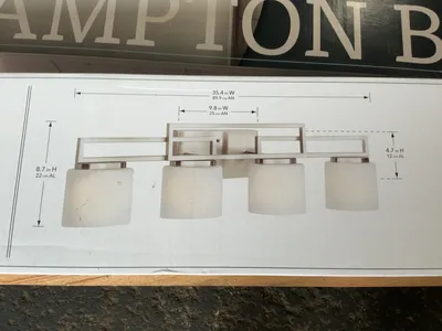 (4) Hampton Bay Tustna 4-Light Vanity Light Fixtures, Brushed Nickel Finish, Opal Glass Shades, 35.4...