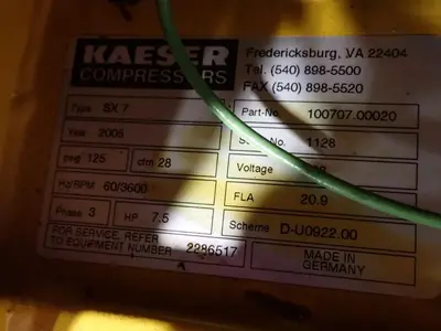 Used KAESER SX7 Rotary Screw & Sliding Vane Air Compressors Ohio US | HGR 24 #1176354
