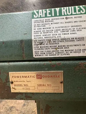 Used POWERMATIC FS 305 JOINTER Woodworking Jointers Texas US | South Texas Machinery #1338162