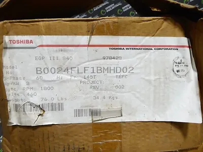 2 HP Toshiba B0024FLF1BMHD02 Induction Motor 460V 1735 RPM 4 Pole New