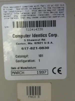 USED COMPUTER IDENTICS SCANSTAR 101