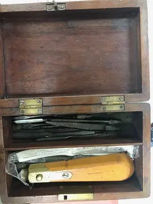 2410-385 Antique Holtzapfel CIRCA 1890 Tool Handle with Tool Bits- Set In Original Box