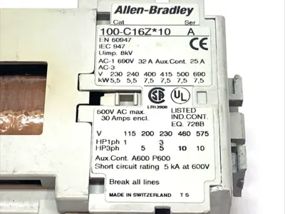 Used Allen-Bradley Series A Contactor 16A 3P 600VAC 690V PLC Contactors Michigan US | Maverick Industrial Sales #1402104