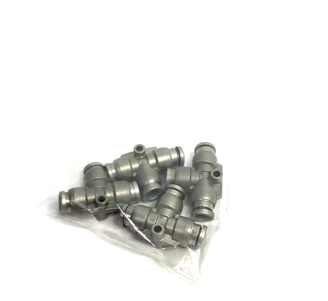 USED SMC UNION TEE FITTING, METAL, NICKEL-PLATED