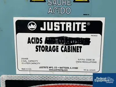 USED Justrite Justrite 4 Gal Acids Safety Storage Cabinet