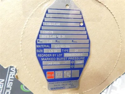 BS&B Safety Systems 1.5" A5003836A-1 Rupture Disc 148 PSIG @ 500°F 120570 New
