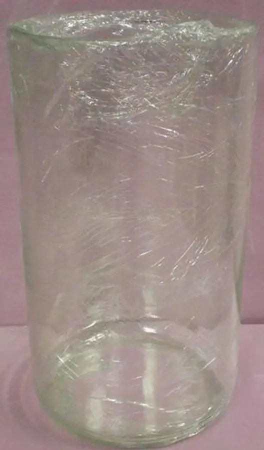 QTY. 1. GLASS JAR USED FOR VISCOSITY BATH 10" WIDE...