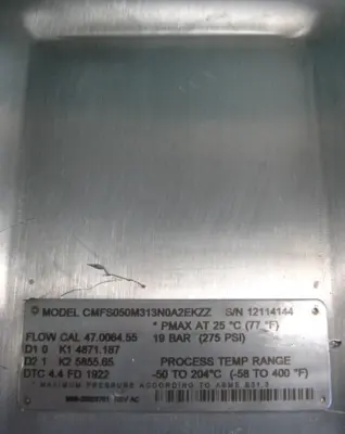 USED Micro Motion CMFS050 M313N0A2EKZZ
