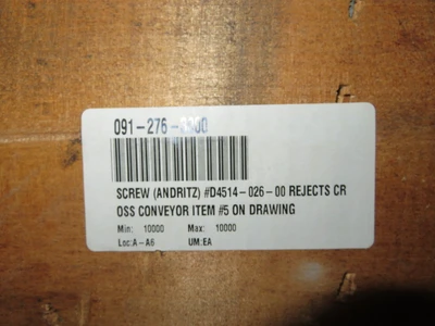 Andritz Screw Rejects CR OSS Conveyor