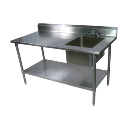 John Boos EPT8R5-3060SSK-R 60" Work Table w/ (1) Right Sink Bowl, Stainless
