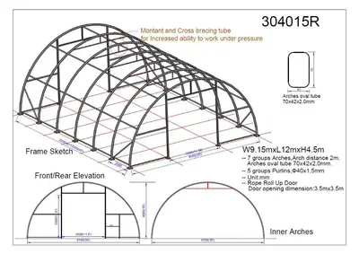 NEW 30X85X15 DOME STORAGE SHELTER BUILDING S308515R