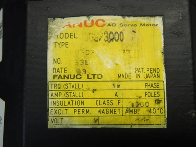 Fanuc Servo Motor 158V 34Amp 3 Phase A06B-0319-B072 (STK)