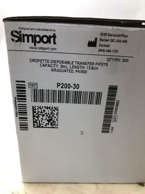 Simport P200-30 Polyethylene Graduated Disposable Transfer Pipettes 1mL NIB 500