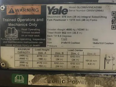 Used 2020 YALE GLC060VX Liquid Propane Forklifts Illinois US | Somerset Equipment Sales #1542867