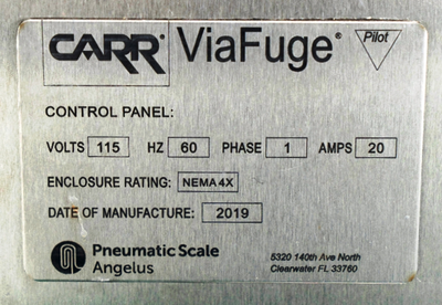 Carr ViaFuge 9003 PLT Pilot clarifier centrifuge, 316L SS.