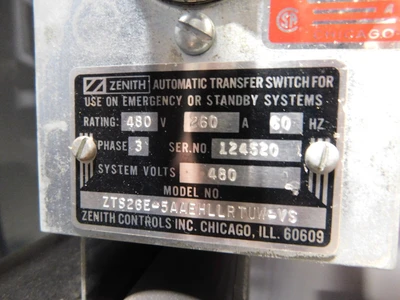 Used Zenith ZTS26E-5AAEHLLRTUW-VS Switchgears Ohio US | Equipment Recovery Corp. #1331603