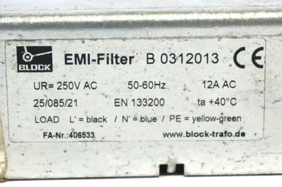 NEW BLOCK EMI-FILTER B 0312013 B0312013