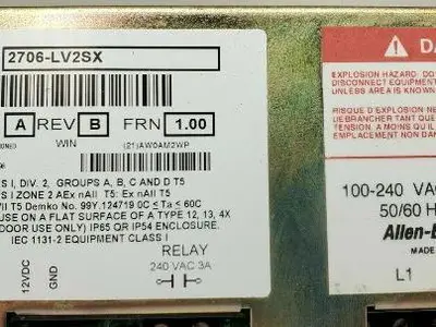 Allen Bradley 2706-LV2SX/A DataLiner 100-240VAC 0.60-0.25A Series A Rev B