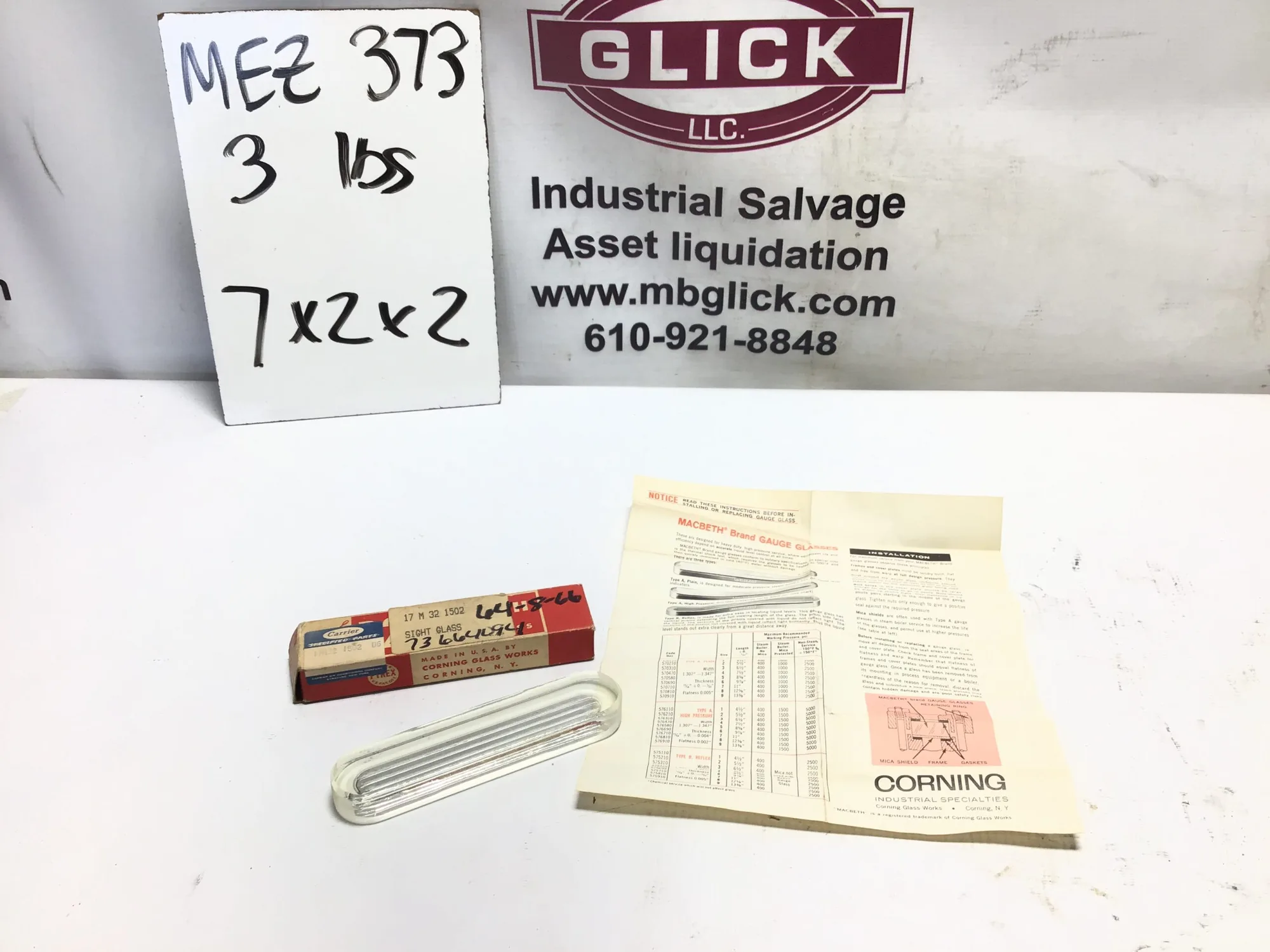 Macbeth Gauge Glass B2 Corning Pyrex