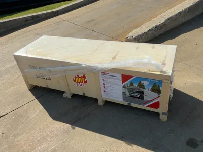 New SDLANCH 12’x20’ Carport with Enclosed Sidewalls, Cream Color, 141.7” wide x 236.2” deep x 100.8”...
