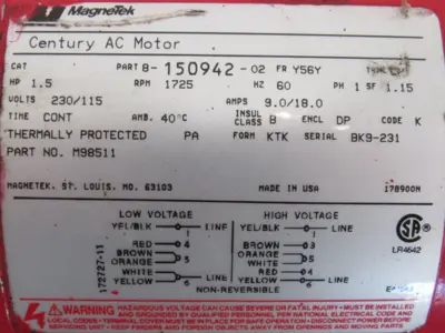 NEW BELL & GOSSETT MODEL 60 PUMP 1.5HP 20S-L29 172553 230/115V 8-150942-02