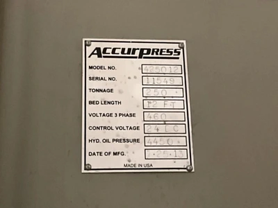 2013 ACCURPRESS EDGE 425012 BRAKES- PRESS, HYDRAULIC, CNC | Wheeler Machinery Sales (6)