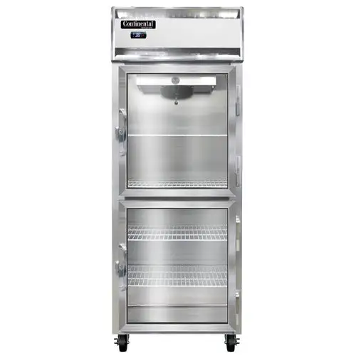 Continental 1RENSSGDHD 28 1/2" One Section Reach In Refrigerator, (2) Right Hinge Glass Doors, 115v