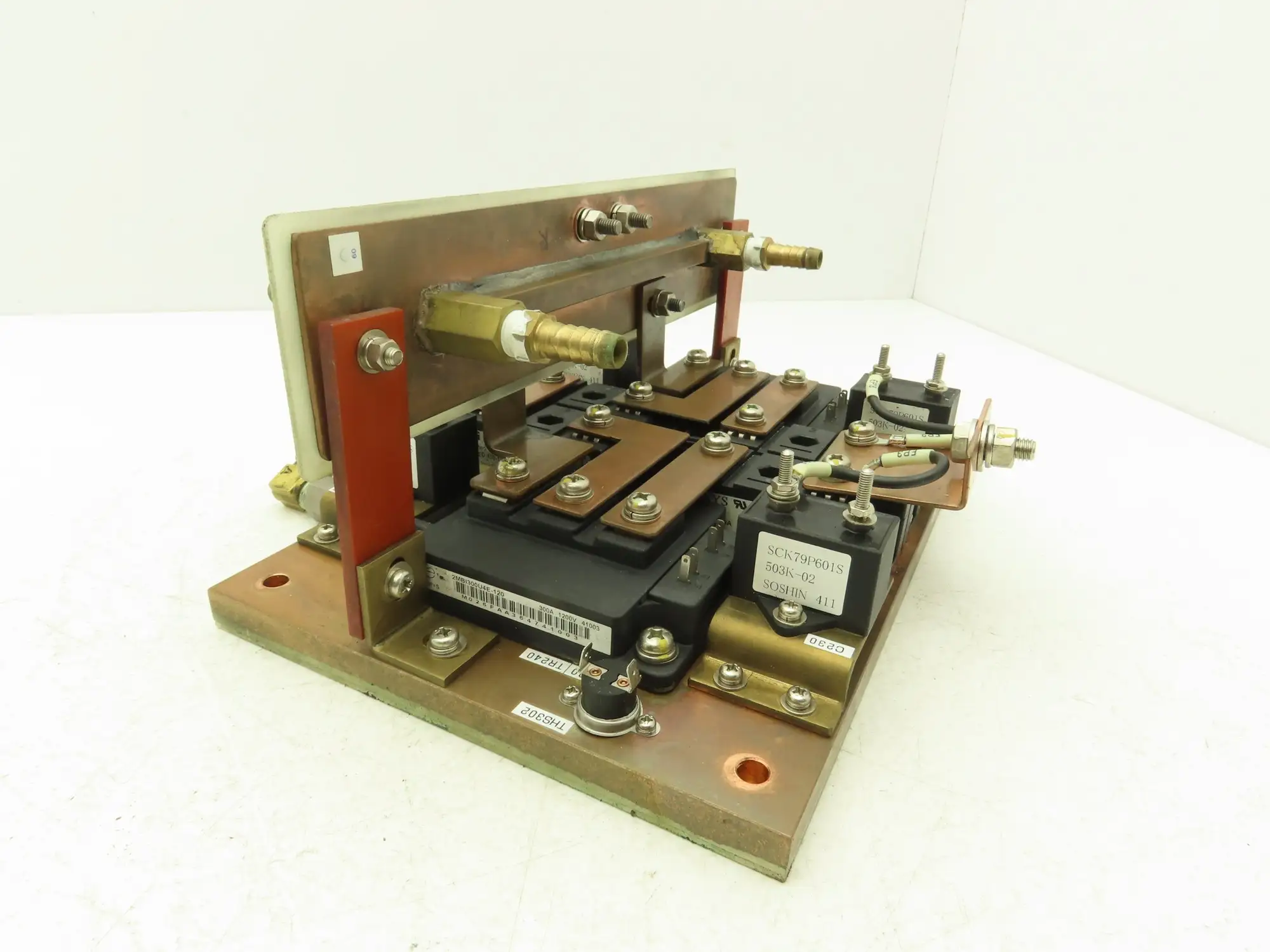 Water Cooling Block Solid Copper Base CPUs Resistors 1/4"NPT Fittings 2 Circuits