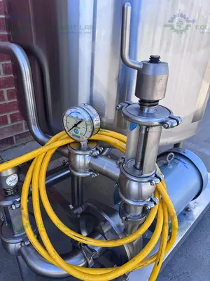 USED GEA 300 LITER RESERVOIR TANK W/ FRISTAM FPX742-205 CENTRIFUGAL PUMP, CONTROLLER