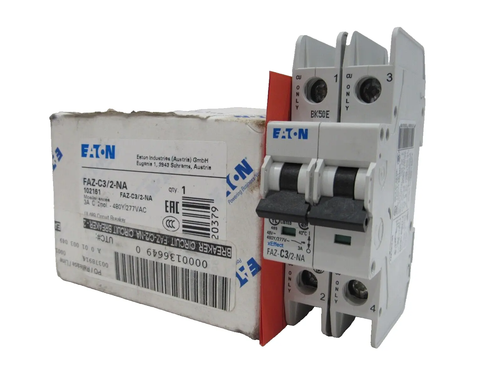 NEW EATON FAZ-C3/2-NA CIRCUIT BREAKER 3AMP 2 POLE FAZC32NA