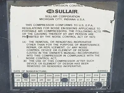 Used 2003 SULLAIR 185DPQJD Air Compressors, Portable British Columbia CA | Lenmark #237656