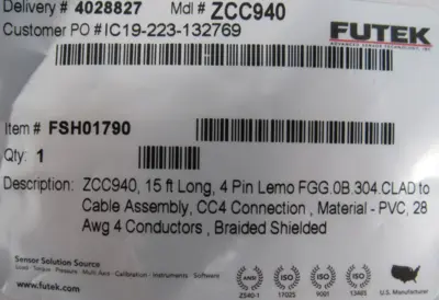 NEW FUTEK IAA100 VOLTAGE AMPLIFIER WITH ZCC940 SBA00453 CABLES
