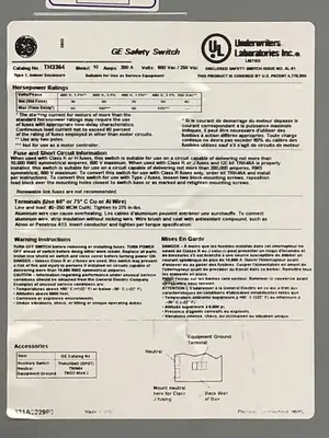 USED GENERAL ELECTRIC TH3364