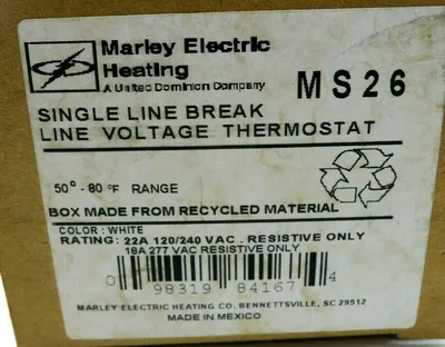 NEW MARLEY ELECTRIC HEATING MS26 SINGLE LINE BREAK LINE VOLTAGE THERMOSTAT