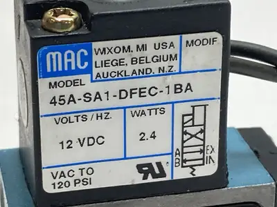 USED MAC VALVES SOLENOID VALVE 12VDC 2.4W