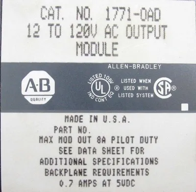 USED ALLEN BRADLEY 1771-OAD OUTPUT MODULE 1771OAD 1771-0AD