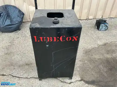 Steel Tank, tank is 20”x20”x33” deep, 6-5/8”x7-3/4” hole in top, 58” tall overall