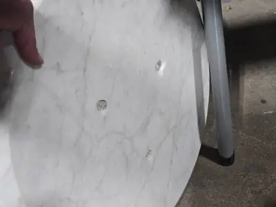 Marble Top Pedestal Table 21" x 20"