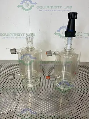 USED LOT OF 2 - HEL 1 LITER TRIPLE WALL JACKETED GLASS REACTOR W/ VALVE