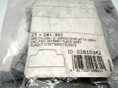 281-342 | Wago  Gray Terminal Block End Caps LOT OF 25 - New Other