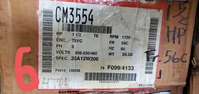 Motor, 1.5 HP, Baldor, 1725 RPM Out, 208-230/460V (6) #S743669