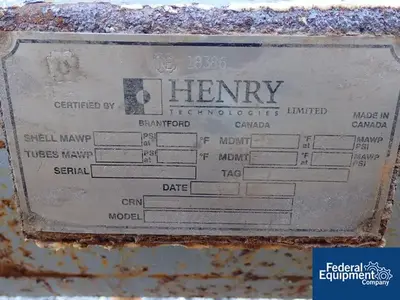 USED Henry Technologies LTD. 1,915 Sq Ft Henry Tech Heat Exchanger, 304 S/S, 150/250#