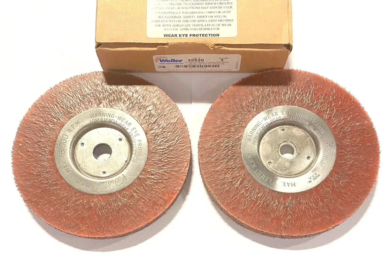 Weiler 6" Polyflex Encapsulated Crimped Wire Wheel Narrow Face 5/8-1/2 Arbor 2 Pack