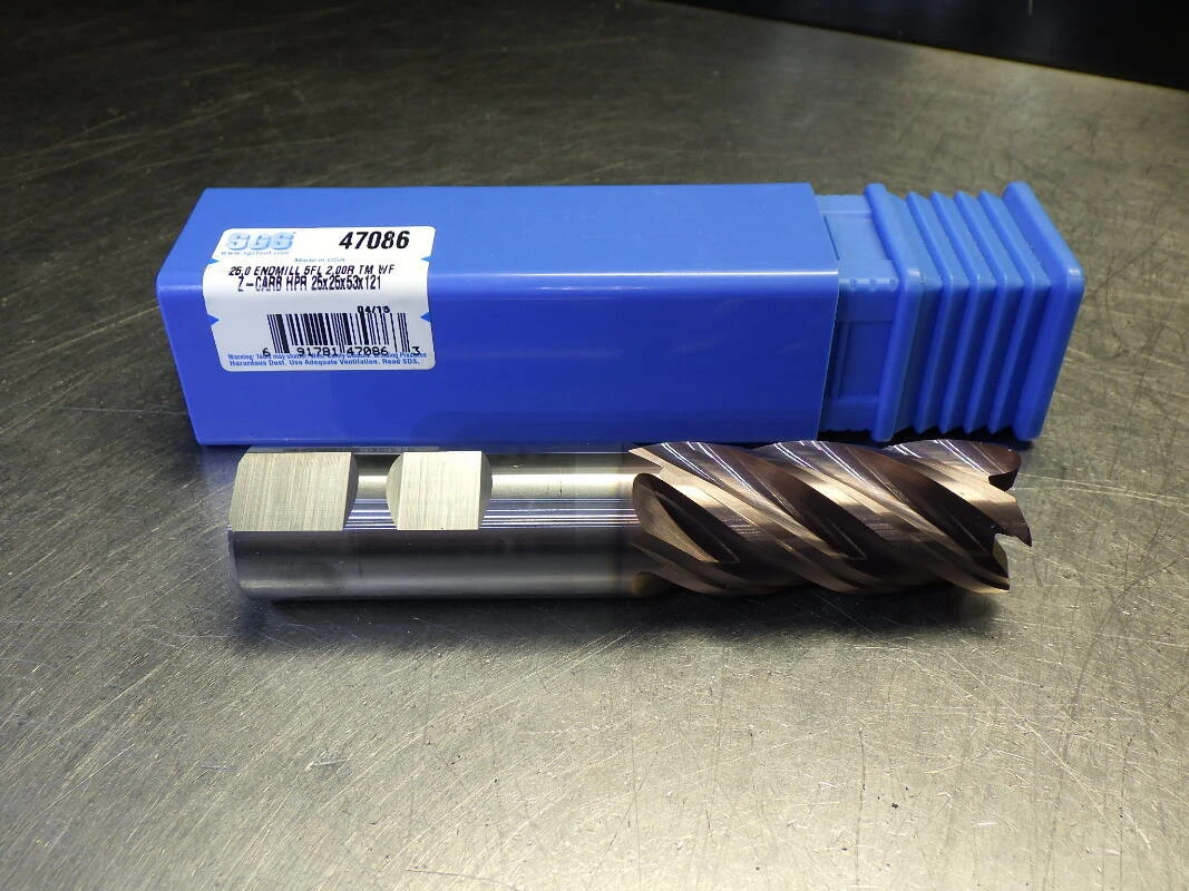 Kyocera / SGS 25mm 5 Flute Carbide Cr Endmill 25mm Shank 2mm R 47086 (LOC673B)