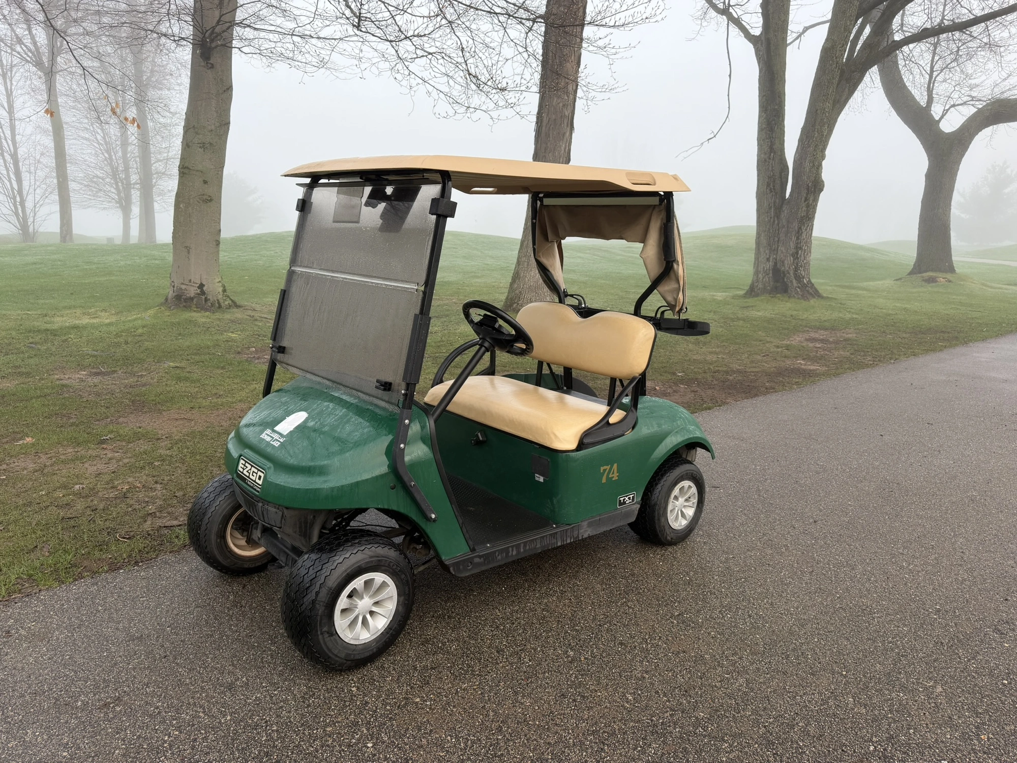 (1) 2019 E-Z-Go EFI golf cart with a Kawasaki gas engine, model 657061G01, includes canopy, fold-dow...