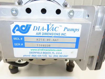 Air Dimensions R254-BT-AA1 Dia-Vac Diaphragm Pump R-Series High Vacuum Quad Head