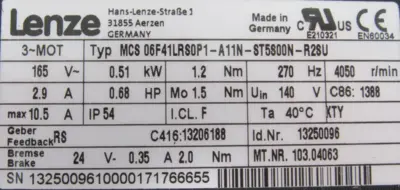 NEW LENZE MCS06F41LRS0P1-A11N-ST5S00N-R2SU SERVO MOTOR